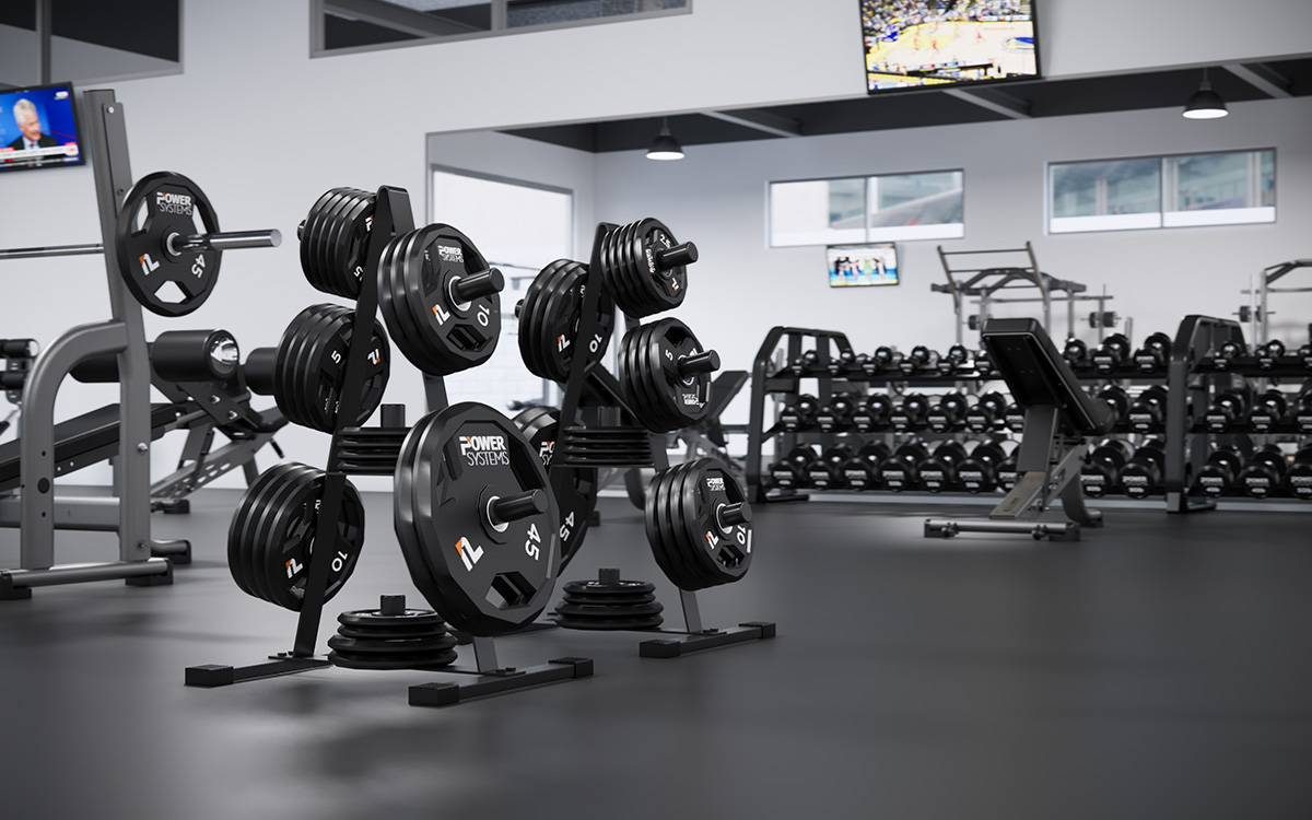 Gray Strength Training Facility Closeup